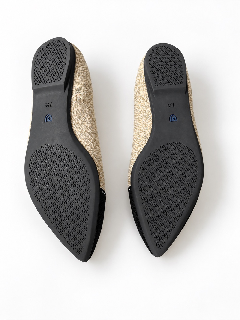 Rothy's Two-Tone Pointed Raffia Ballet Flat - Black & Natural - Picture 5 of 6